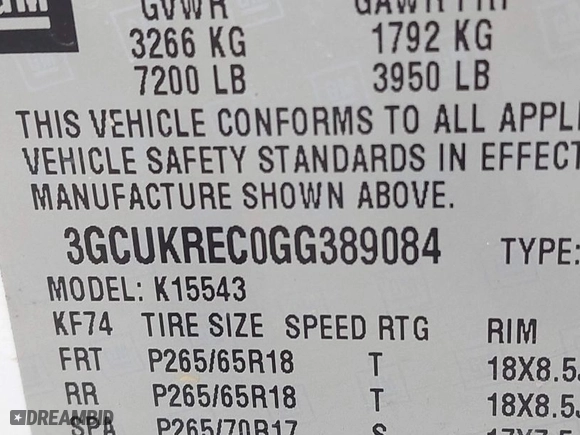 2016 Chevrolet Silverado 1500 LT with VIN 3GCUKREC0GG389084, listed as a IAAI auction lot 41913915 with 183,225 mi miles. Bid and sale history available at carsss.com. Image 9.