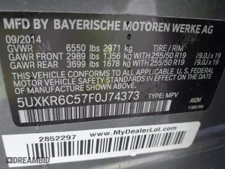 2015 BMW X5 xDrive50i with VIN 5UXKR6C57F0J74373, listed as a IAAI auction lot 42005050 with 108,382 mi miles. Bid and sale history available at carsss.com. Image 9.