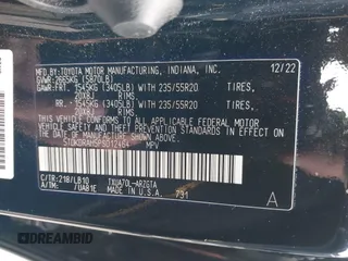 2023 Toyota Highlander L with VIN 5TDKDRAH5PS012464, listed as a IAAI auction lot 42071629 with 49,958 mi miles and . Bid and sale history available at DreamBid. Image 9.