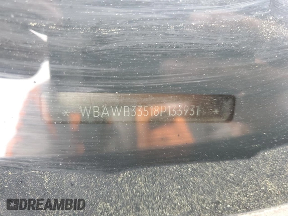 2008 BMW 3 Series 328i with VIN WBAWB33518P133931, listed as a Copart auction lot 51657885 with 187,247 mi miles and Salvage title. Bid and sale history available at DreamBid. Image 12.