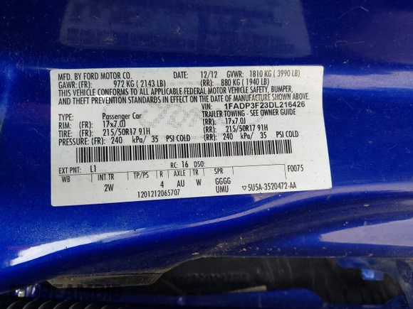 2013 Ford Focus SE with VIN 1FADP3F23DL216426, listed as a IAAI auction lot 42144277 with 134,839 mi miles and . Bid and sale history available at carsss.com. Image 9.