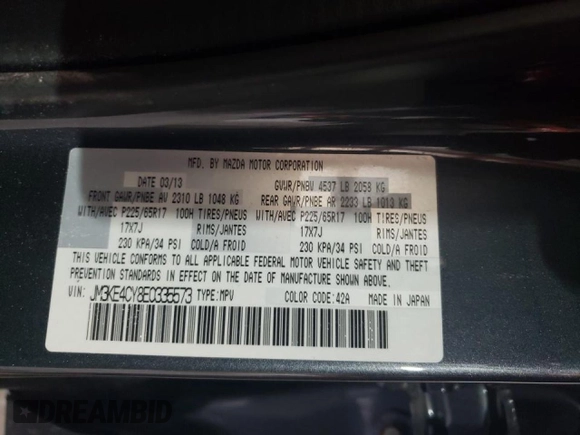 2014 Mazda CX-5 Touring with VIN JM3KE4CY8E0335573, listed as a Copart auction lot 46471085 with 80,041 mi miles and Salvage Title. Bid and sale history available at carsss.com. Image 13.