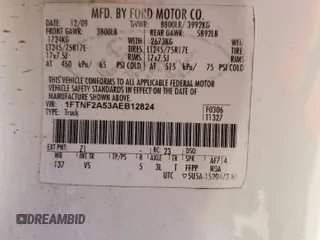2010 Ford F-250 with VIN 1FTNF2A53AEB12824, listed as a Copart auction lot 81933704 with 210,425 mi miles and Salvage title. Bid and sale history available at DreamBid. Image 12.