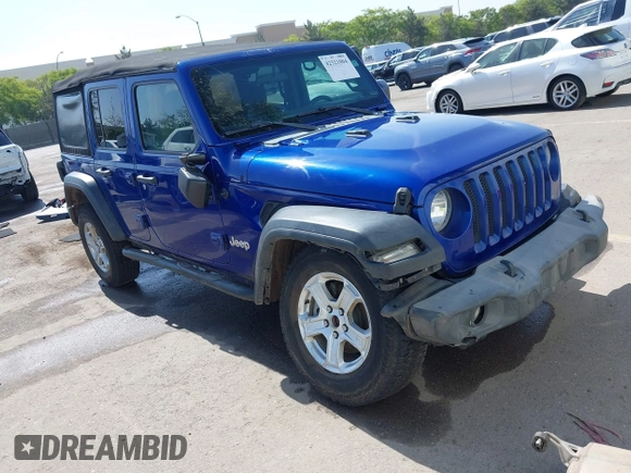 2018 Jeep Wrangler Unlimited Sport S z VIN 1C4HJXDG7JW299534, wystawiony jako IAAI lot #42321004 z przebiegiem 110 206 mil mil oraz . Historia ofert i sprzedaży dostępna na DreamBid. Obrazek 1.
