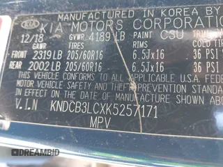 2019 Kia Niro LX with VIN KNDCB3LCXK5257171, listed as a IAAI auction lot 41724795 with Not Provided miles and . Bid and sale history available at DreamBid. Image 9.