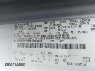 2015 Ford Transit XL with VIN 1FMZK1YM8FKB06431, listed as a IAAI auction lot 42653296 with 211,105 mi miles and . Bid and sale history available at DreamBid. Image 9.