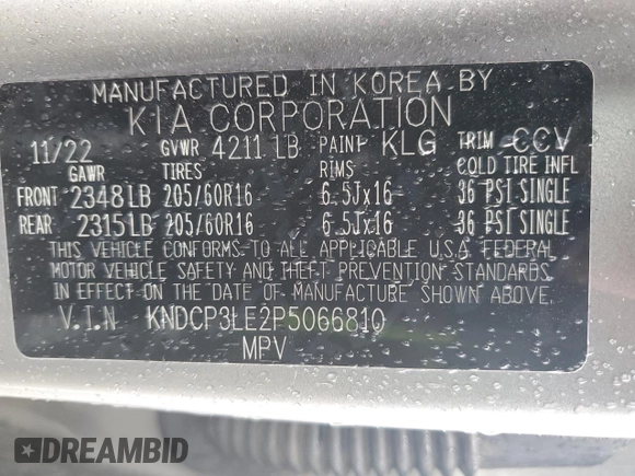 2023 Kia Niro LX with VIN KNDCP3LE2P5066810, listed as a Copart auction lot 79300134 with 0 mi miles and Salvage Title. Bid and sale history available at carsss.com. Image 13.
