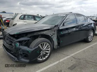 2018 Infiniti Q50 3.0t LUXE with VIN JN1EV7AP5JM352791, listed as a Copart auction lot 50651385 with 82,372 mi miles and Salvage Title. Bid and sale history available at carsss.com. Image 1.