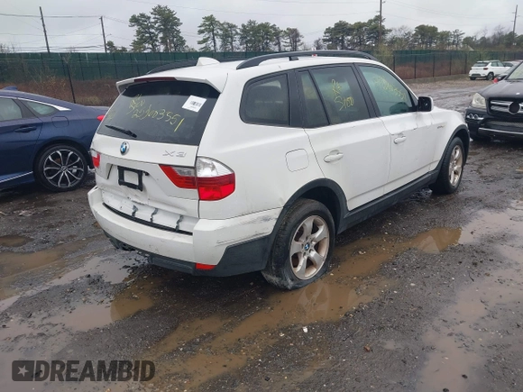 2007 BMW X3 3.0si with VIN WBXPC93447WF07778, listed as a IAAI auction lot 41969837 with Not Provided miles and . Bid and sale history available at DreamBid. Image 4.