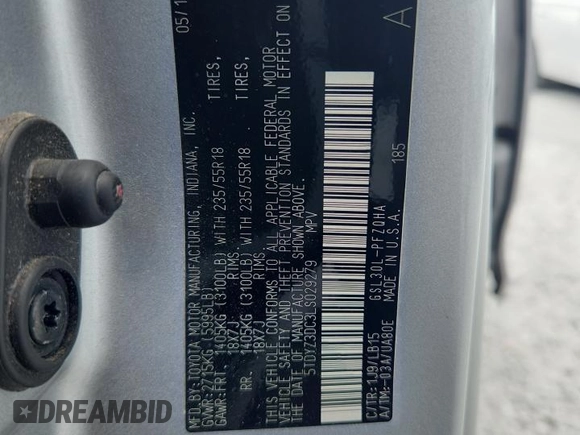 2020 Toyota Sienna XLE Auto Access Seat с VIN 5TDYZ3DC3LS029279, выставлен на аукционе Copart как лот 62697915 с пробегом 112 329 миль миль и На запчасти • Non repairable. История ставок и продаж доступна на DreamBid. Изображение 14.