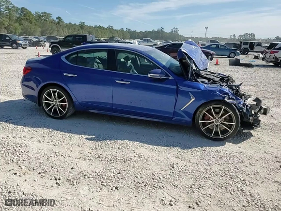 2019 Genesis G70 3.3T Advanced with VIN KMTG54LE7KU015008, listed as a Copart auction lot 76293874 with 0 mi miles and Salvage Title. Bid and sale history available at carsss.com. Image 14.