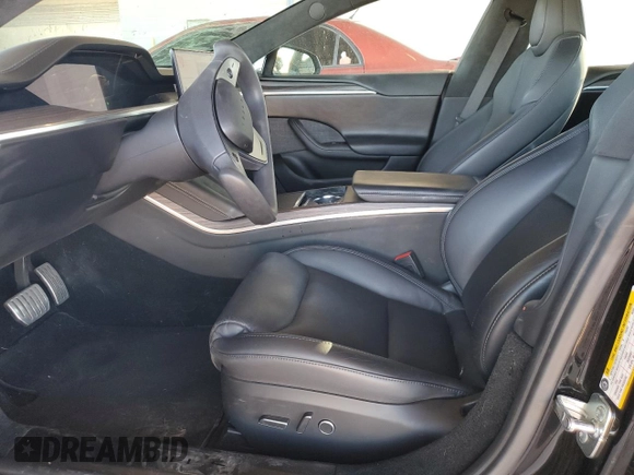 2022 Tesla Model S with VIN 5YJSA1E51NF464763, listed as a Copart auction lot 43559465 with 36,079 mi miles and Salvage title. Bid and sale history available at DreamBid. Image 7.
