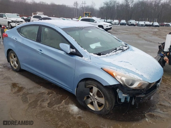 2013 Hyundai Elantra GLS PZEV with VIN KMHDH4AE8DU496607, listed as a IAAI auction lot 41432760 with 165,115 mi miles. Bid and sale history available at carsss.com. Image 1.