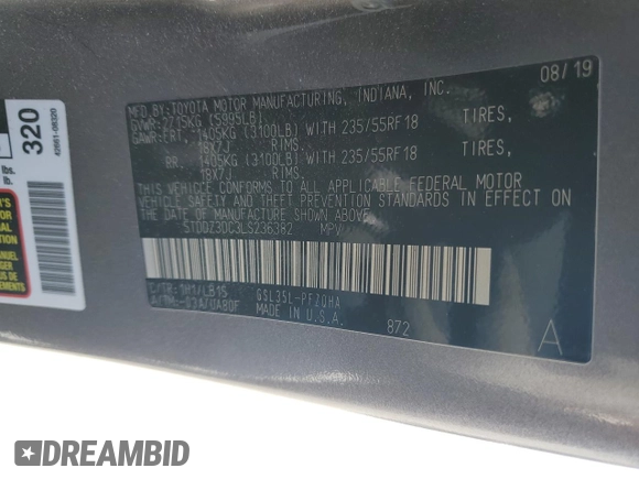 2020 Toyota Sienna XLE z VIN 5TDDZ3DC3LS236382, wystawiony jako Copart lot #57954705 z przebiegiem 69 761 mil mil oraz Szkoda całkowita • Salvage title. Historia ofert i sprzedaży dostępna na DreamBid. Obrazek 13.