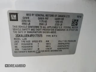 2015 GMC Terrain Denali with VIN 2GKALUEK4F6177975, listed as a Copart auction lot 47483555 with 77,576 mi miles and Salvage Title. Bid and sale history available at carsss.com. Image 12.