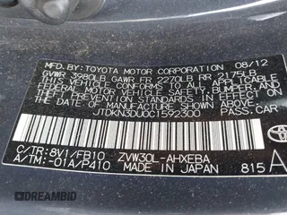 2012 Toyota Prius One z VIN JTDKN3DU0C1592300, wystawiony jako IAAI lot #42225324 z przebiegiem 171 746 mil mil oraz . Historia ofert i sprzedaży dostępna na DreamBid. Obrazek 9.
