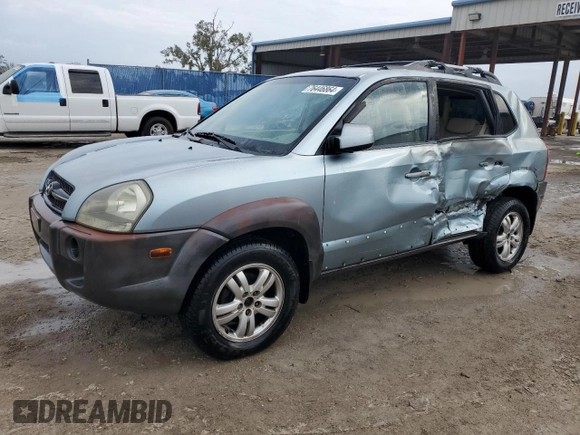 2008 Hyundai Tucson SE with VIN KM8JN12D08U863389, listed as a Copart auction lot 76446864 with 124,654 mi miles and Salvage Title. Bid and sale history available at carsss.com. Image 1.