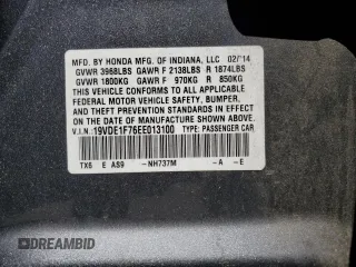 2014 Acura ILX Technology with VIN 19VDE1F76EE013100, listed as a Copart auction lot 56340225 with 117,114 mi miles and Salvage title. Bid and sale history available at DreamBid. Image 12.