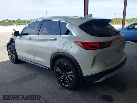2021 Infiniti QX50 Luxe with VIN 3PCAJ5BA2MF112939, listed as a IAAI auction lot 42191494 with 25,076 mi miles and . Bid and sale history available at DreamBid. Image 3.