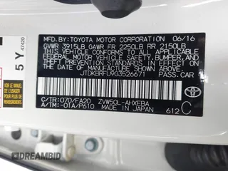 2016 Toyota Prius Two with VIN JTDKBRFU9G3526671, listed as a IAAI auction lot 41507074 with 72,484 mi miles. Bid and sale history available at carsss.com. Image 9.