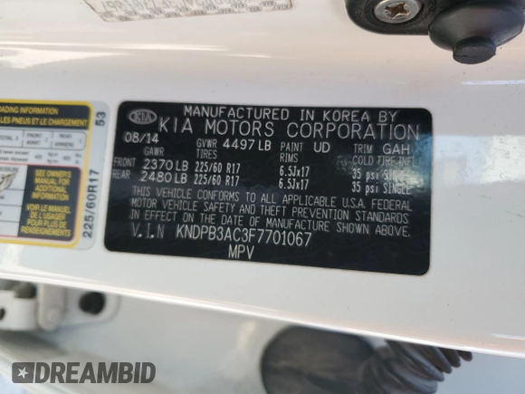 2015 Kia Sportage LX with VIN KNDPB3AC3F7701067, listed as a Copart auction lot 48159175 with 196,064 mi miles and Salvage Title. Bid and sale history available at carsss.com. Image 13.