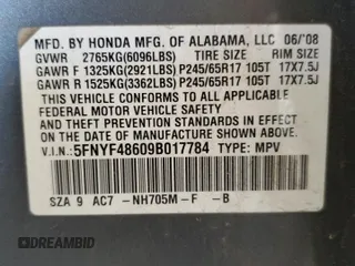 2009 Honda Pilot EX-L with VIN 5FNYF48609B017784, listed as a Copart auction lot 51204395 with 221,801 mi miles and Salvage Title. Bid and sale history available at carsss.com. Image 13.