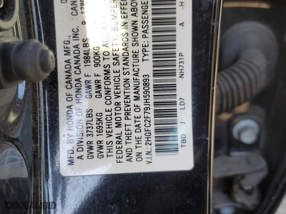 2018 Honda Civic Sedan EX with VIN 2HGFC2F79JH590893, listed as a Copart auction lot 48682755 with 104,035 mi miles and Salvage Title. Bid and sale history available at carsss.com. Image 14.