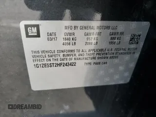 2017 Chevrolet Malibu LT with VIN 1G1ZE5ST2HF243422, listed as a Copart auction lot 46588215 with 43,923 mi miles and Salvage Title. Bid and sale history available at DreamBid. Image 13.