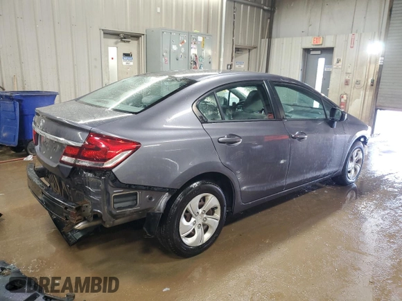 2014 Honda Civic Sedan LX with VIN 19XFB2F55EE019421, listed as a Copart auction lot 48366225 with 72,076 mi miles and Salvage Title. Bid and sale history available at carsss.com. Image 3.