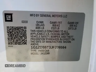 2018 Chevrolet Malibu LT with VIN 1G1ZD5ST3JF209594, listed as a Copart auction lot 83364154 with 97,165 mi miles and Non Repairable. Bid and sale history available at carsss.com. Image 14.