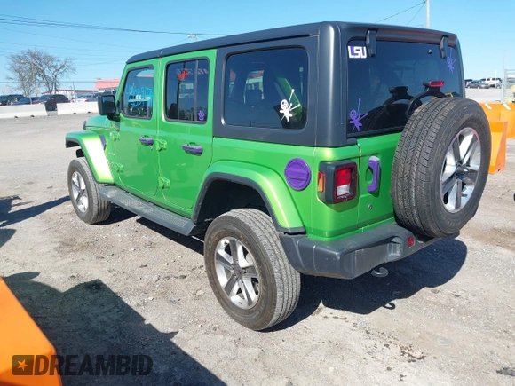 2019 Jeep Wrangler Unlimited Sahara with VIN 1C4HJXEN1KW592876, listed as a IAAI auction lot 42039474 with 66,506 mi miles and . Bid and sale history available at DreamBid. Image 3.