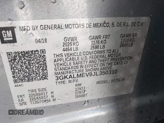 2018 GMC Terrain SLE with VIN 3GKALMEV9JL350310, listed as a IAAI auction lot 41872120 with 131,859 mi miles and . Bid and sale history available at carsss.com. Image 9.