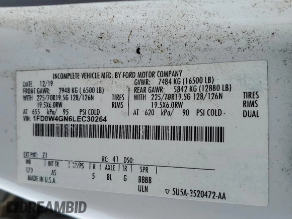 2020 Ford F-450 z VIN 1FD0W4GN6LEC30264, wystawiony jako Copart lot #57692195 z przebiegiem 34 698 mil mil oraz Szkoda całkowita • Salvage title. Historia ofert i sprzedaży dostępna na DreamBid. Obrazek 10.
