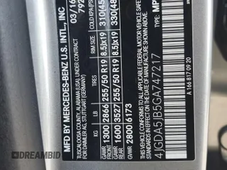 2016 Mercedes-Benz GLE 350 with VIN 4JGDA5JB5GA747217, listed as a Copart auction lot 62412715 with 94,479 mi miles and Salvage title. Bid and sale history available at DreamBid. Image 13.
