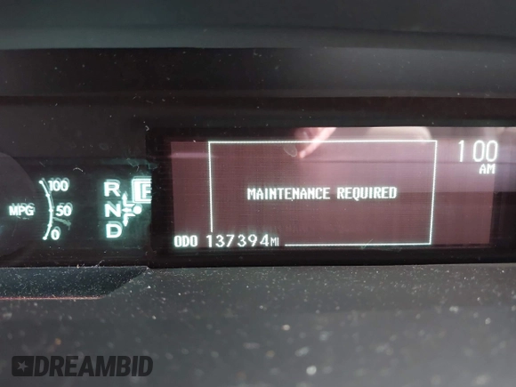 2013 Toyota Prius One with VIN JTDKN3DU4D5626877, listed as a IAAI auction lot 41731615 with 137,394 mi miles. Bid and sale history available at carsss.com. Image 7.