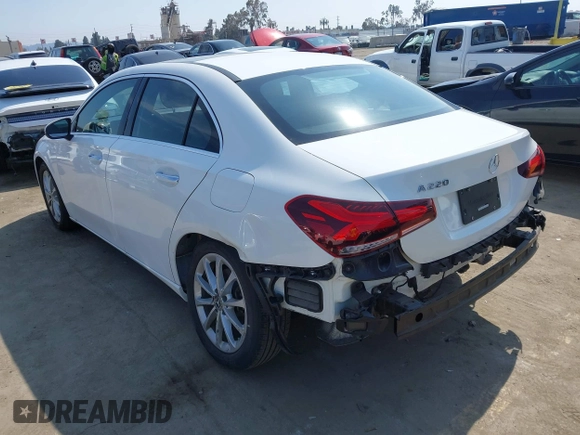 2021 Mercedes-Benz A 220 with VIN W1K3G4EB7MJ267474, listed as a IAAI auction lot 42172963 with 33,086 mi miles and . Bid and sale history available at DreamBid. Image 3.