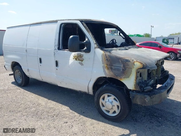 2013 Ford Econoline Cargo Van Commercial with VIN 1FTNE1EW6DDA69266, listed as a IAAI auction lot 42040253 with 1 mi miles. Bid and sale history available at carsss.com. Image 1.