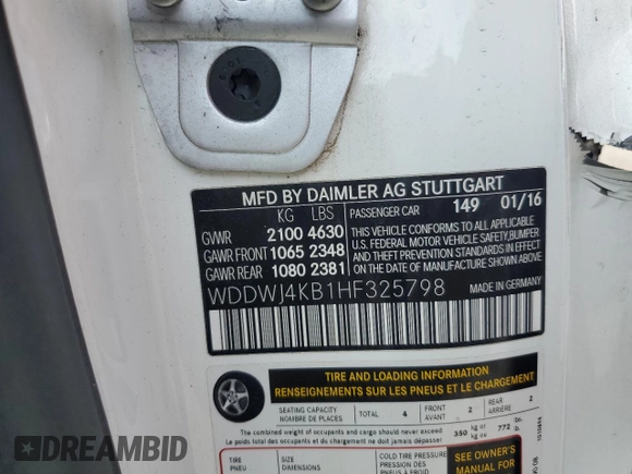 2017 Mercedes-Benz C 300 with VIN WDDWJ4KB1HF325798, listed as a Copart auction lot 55823605 with 94,951 mi miles and Salvage title. Bid and sale history available at DreamBid. Image 12.