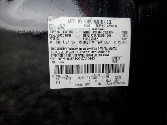 2012 Ford Explorer Limited z VIN 1FMHK8F80CGA14643, wystawiony jako Copart lot #61565835 z przebiegiem 156 014 mil mil oraz Szkoda całkowita • Salvage title. Historia ofert i sprzedaży dostępna na DreamBid. Obrazek 13.