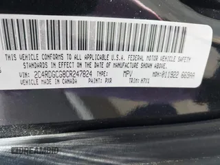 2012 Dodge Grand Caravan SXT with VIN 2C4RDGCG8CR247824, listed as a IAAI auction lot 42210397 with 200,919 mi miles and . Bid and sale history available at DreamBid. Image 9.