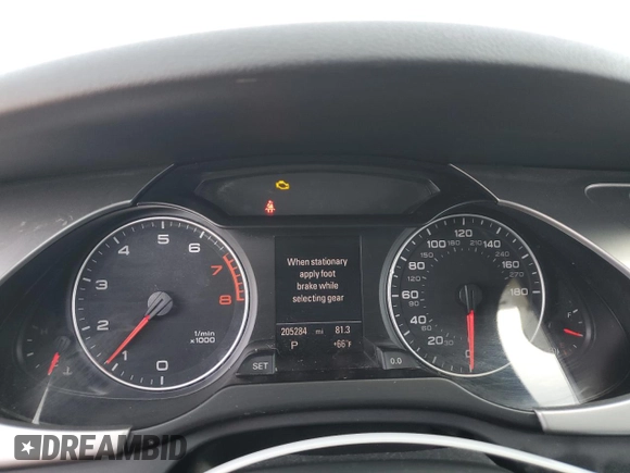 2009 Audi A4 Prestige with VIN WAUMF78K19N049459, listed as a Copart auction lot 59521095 with 205,284 mi miles and Salvage title. Bid and sale history available at DreamBid. Image 9.
