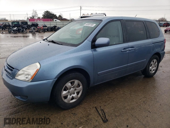 2008 Kia Sedona with VIN KNDMB133586242430, listed as a Copart auction lot 44800195 with 101,019 mi miles and Salvage Title. Bid and sale history available at carsss.com. Image 1.