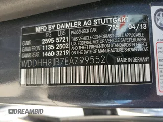 2014 Mercedes-Benz E 350 Luxury with VIN WDDHH8JB7EA799552, listed as a Copart auction lot 50810355 with Not Provided miles and Salvage Title. Bid and sale history available at DreamBid. Image 12.
