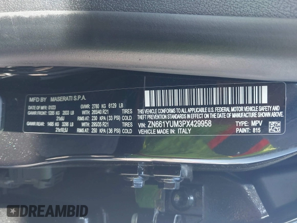 2023 Maserati Levante z VIN ZN661YUM3PX429958, wystawiony jako IAAI lot #41844196 z przebiegiem 19 878 mil mil oraz . Historia ofert i sprzedaży dostępna na DreamBid. Obrazek 9.