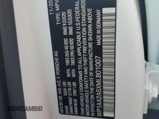 2021 Porsche Macan with VIN WP1AA2A5XMLB01007, listed as a Copart auction lot 64775435 with 83,924 mi miles and Salvage title. Bid and sale history available at DreamBid. Image 13.