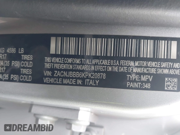 2019 Jeep Renegade Altitude with VIN ZACNJBBB6KPK20878, listed as a IAAI auction lot 41473058 with 40,699 mi miles and . Bid and sale history available at DreamBid. Image 9.