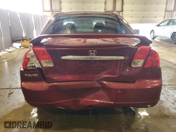 2003 Honda Civic EX with VIN 2HGES25743H588214, listed as a Copart auction lot 51845065 with 194,677 mi miles and Salvage Title. Bid and sale history available at DreamBid. Image 6.