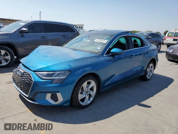 2022 Audi A3 Premium with VIN WAUAUDGY8NA103550, listed as a Copart auction lot 63208433 with 0 mi miles. Bid and sale history available at carsss.com. Image 1.