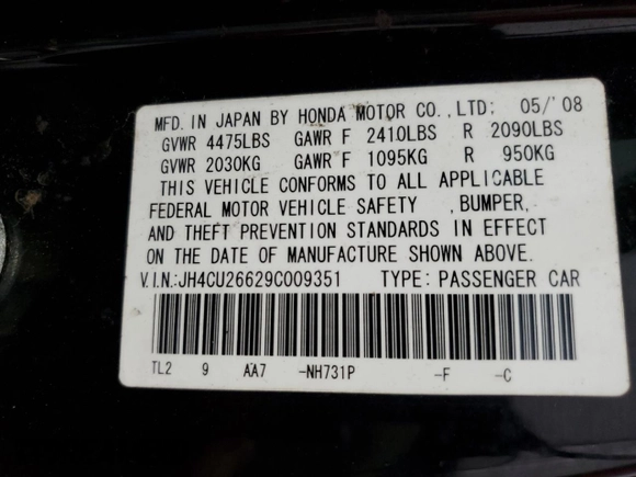 2009 Acura TSX z VIN JH4CU26629C009351, wystawiony jako Copart lot #54049455 z przebiegiem 333 333 mil mil oraz Czysty tytuł • Clean title. Historia ofert i sprzedaży dostępna na DreamBid. Obrazek 12.