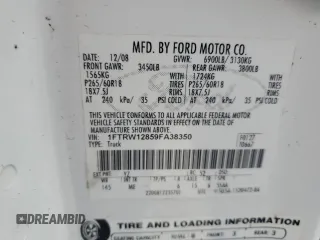 2009 Ford F-150 XL with VIN 1FTRW12859FA38350, listed as a Copart auction lot 44960265 with 145,502 mi miles and Salvage Title. Bid and sale history available at carsss.com. Image 14.